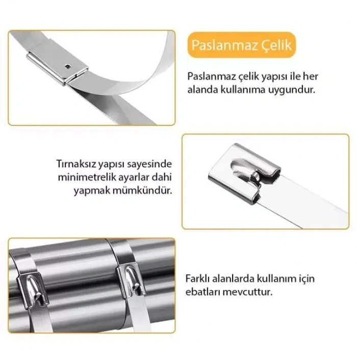 Hubrendy SH Powermaster Pm-26362 304 Paslanmaz Çelik Kablo Bağı 7.9x200mm