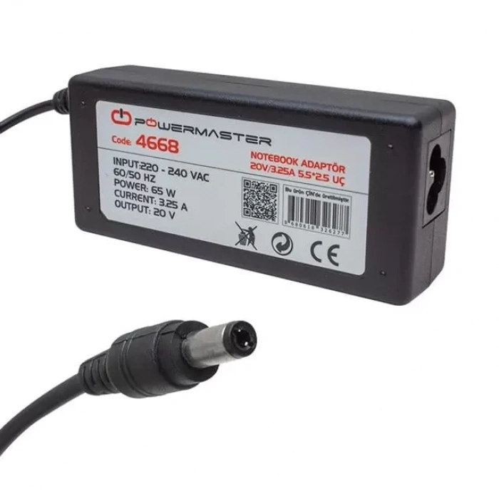 Hubrendy SH Powermaster Pm-4668 20 Volt - 3.25 Amper 5.5*2.5 Mm Uçlu Adaptör (lenovo Ibm Notebook)