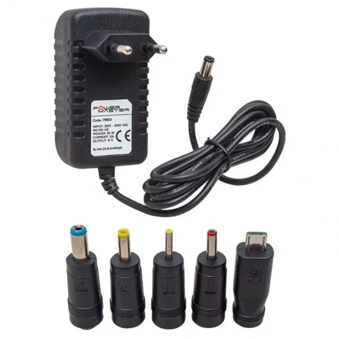 Hubrendy SH Powermaster Pm-7850 9 Volt - 2 Amper 5 Uçlu Universal Tablet Pc Adaptörü