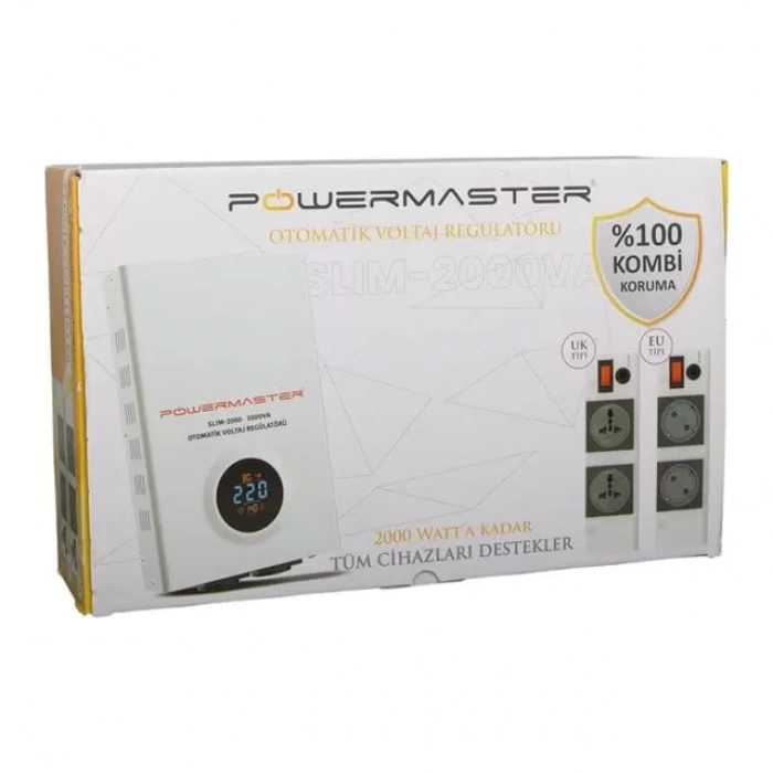Hubrendy SH Powermaster Slım-2000 Otomatik 2000 Watt Kombi Voltaj Regülatörü