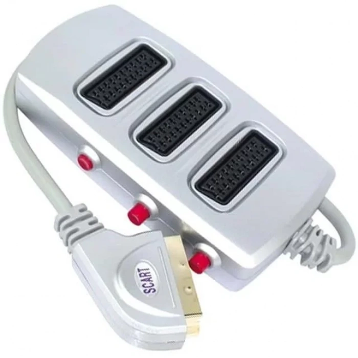Hubrendy SH Scart Dağıtıcı 3 Lü Silver Butonlu