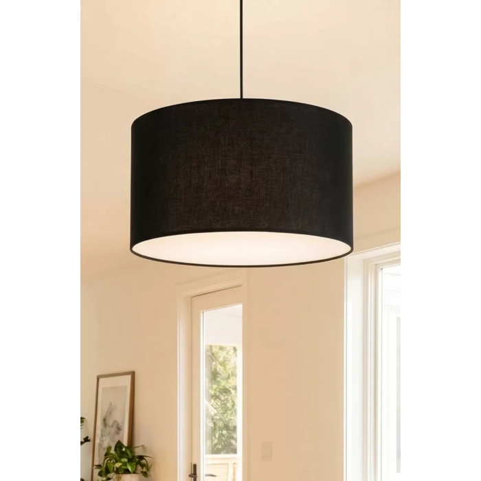 Hubrendy SH Siyah Kumaş Başlıklı Sarkıt Avize 35 Cm
