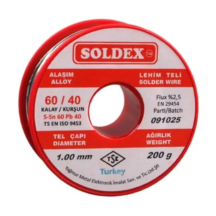 Hubrendy SH Soldex 1.00mm Kalın 200 Gram Kalın Lehim Teli Sn60 Pb40