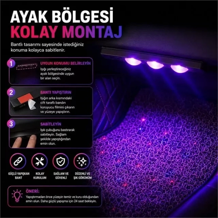 Hubrendy SH Sunup Araç İçi 7 Renk Led Işık