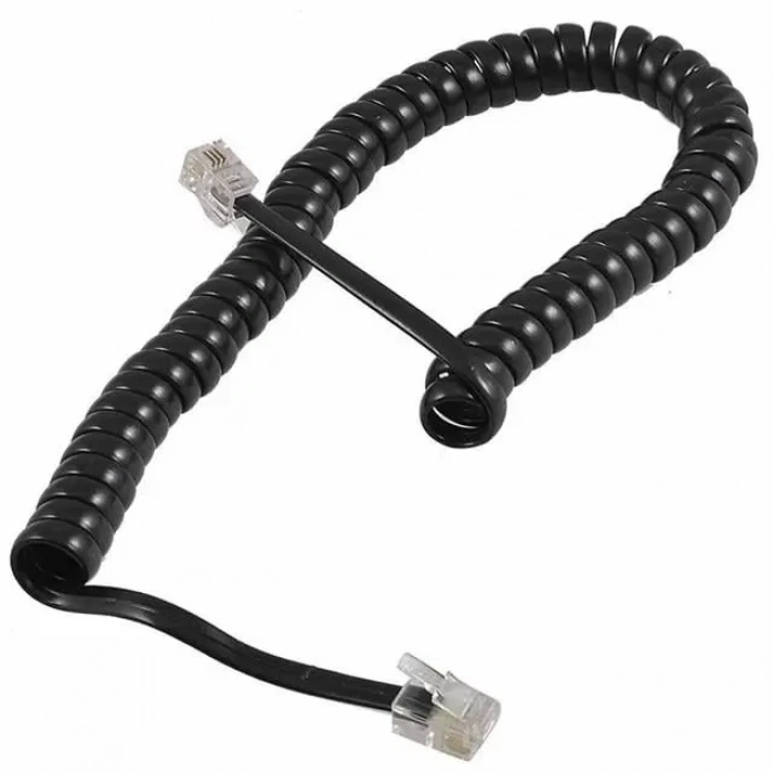 Hubrendy SH Telefon Spiral Kablo Siyah 4p/4c
