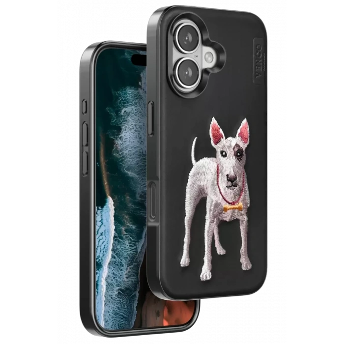 Hubrendy SH Venco Apple İphone 16 Perma Desenli Kapak - Siyah