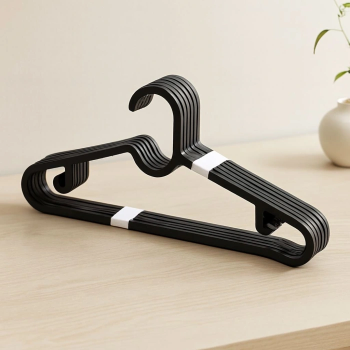 Hubrendy Tedarik 10lu Siyah Slim Plastik Elbise Askısı