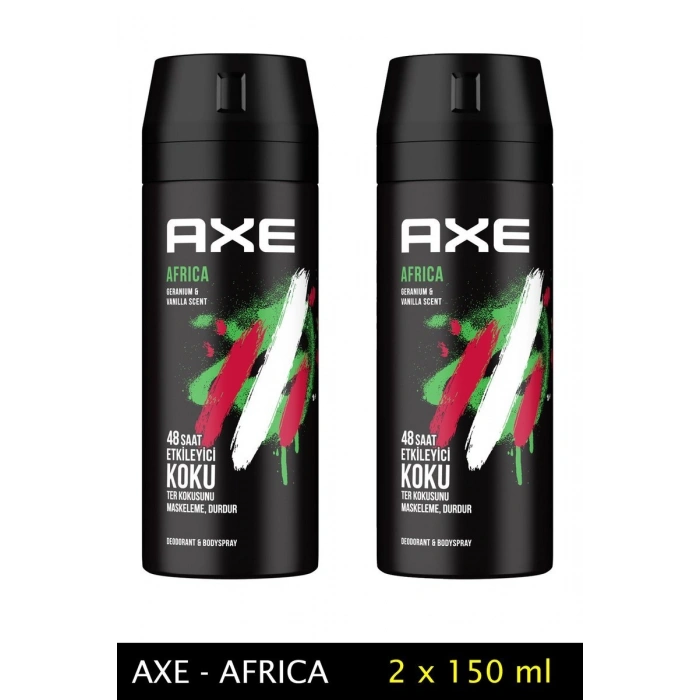 Hubrendy Tedarik 2 Adet Axe Africa Erkek Deodorant Sprey 150 ml