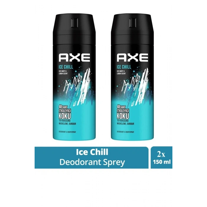 Hubrendy Tedarik 2 Adet Axe Ice Chill Erkek Deodorant Sprey 150 ml