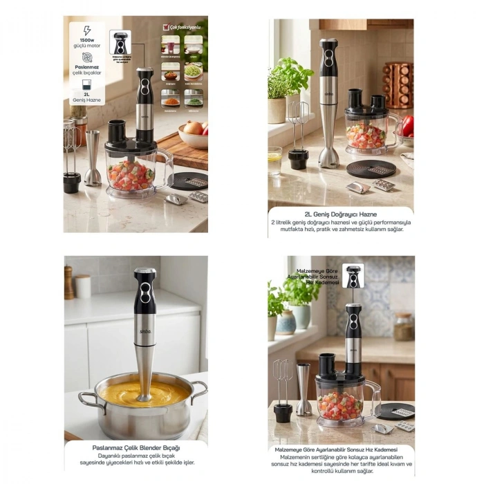 Hubrendy Tedarik 2 L Hazneli Multi Blender Seti (4lü)