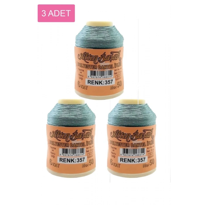 Hubrendy Tedarik 3 Adet Altınbaşak Oya ve Dantel İpi 20 gr - Royaleks - No: 357