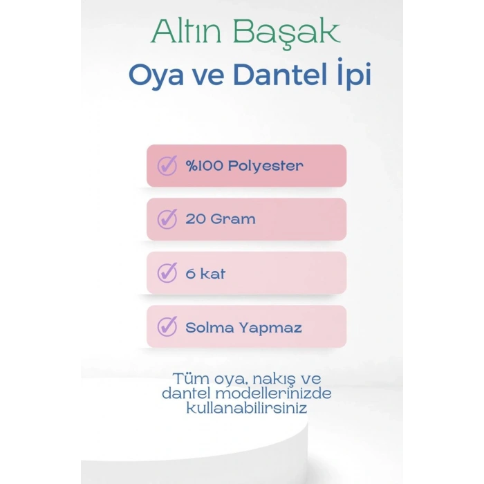 Hubrendy Tedarik 3 Adet Altınbaşak Oya ve Dantel İpi 20 gr - Royaleks - No: 357