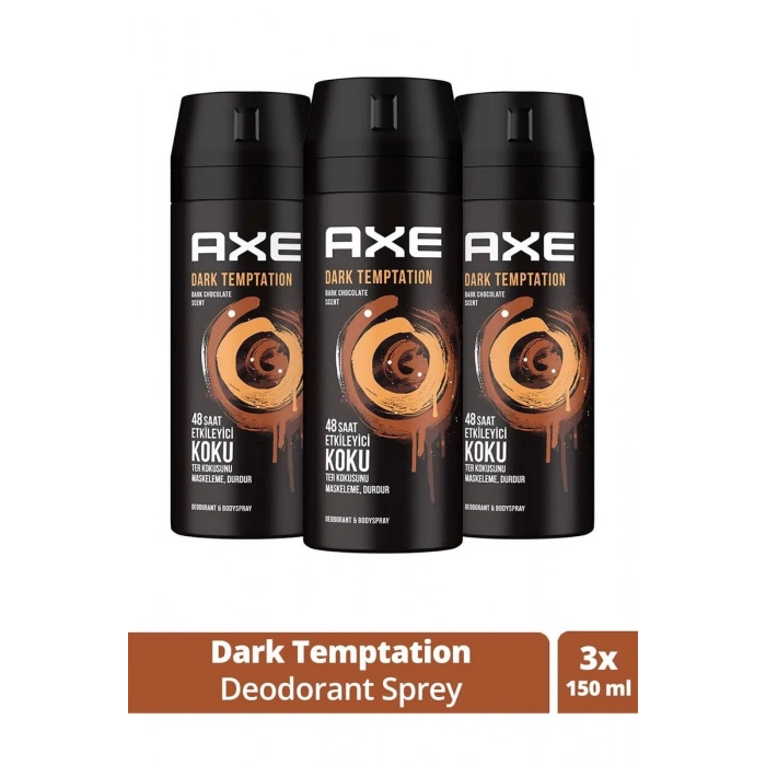 Hubrendy Tedarik 3 Adet Axe Dark Temptatıon Bay Parfüm Kofre 150 ml