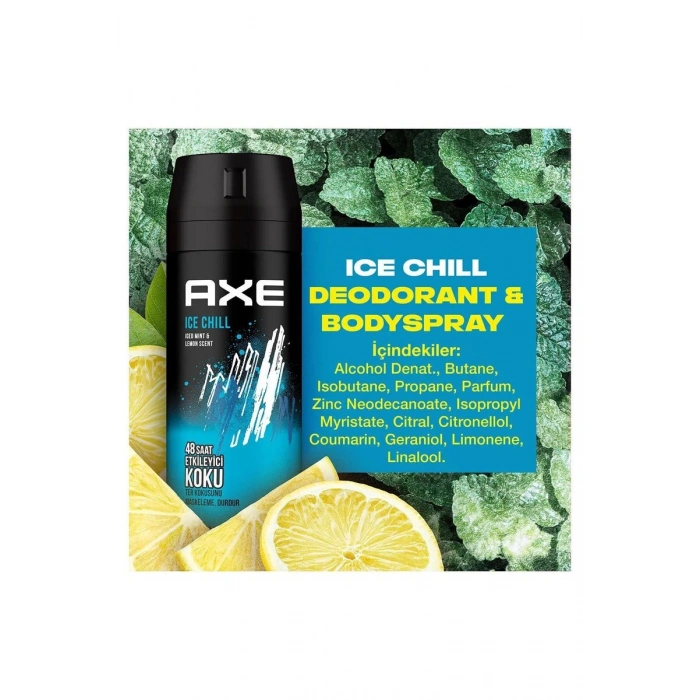 Hubrendy Tedarik 3 Adet Axe Ice Chill Erkek Deodorant Sprey 150 ml