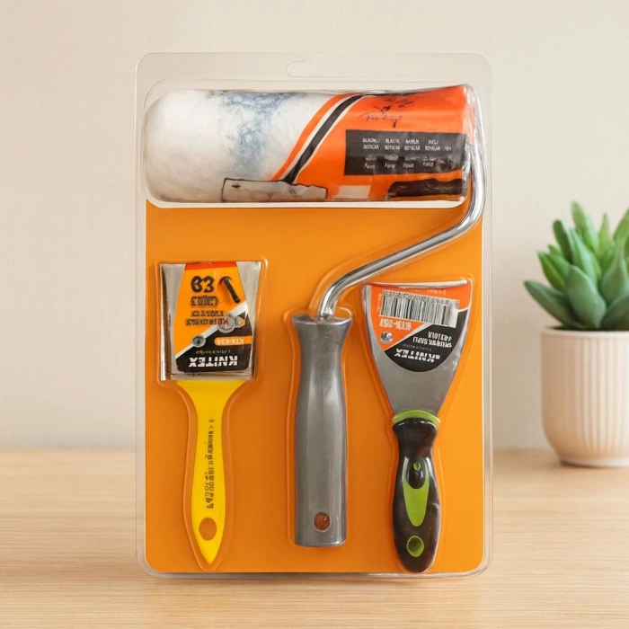 Hubrendy Tedarik 3 Parça Boyacı Seti - Spatula, Kestirme Fırça, 20 cm Boya Rulo