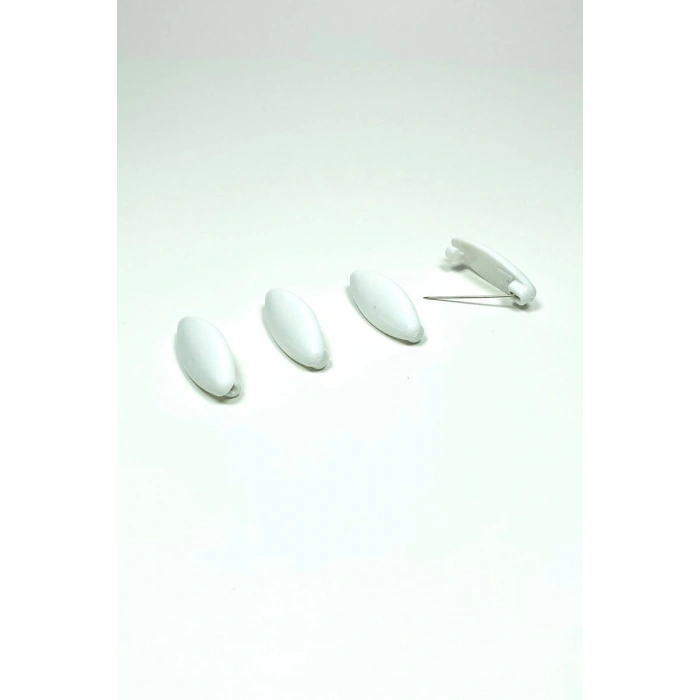 Hubrendy Tedarik 4 Adet Plastik Çengelli Eşarp Ve Şal İğnesi Beyaz 4 cm