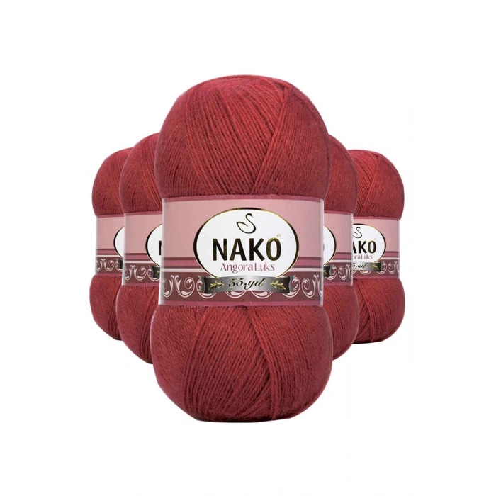 Hubrendy Tedarik 5 Adet Angora Lüks El Örgü İpi Bordo 6679