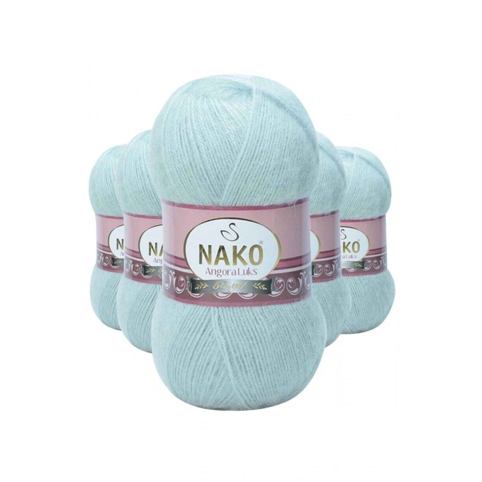 Hubrendy Tedarik 5 Adet Angora Lüks El Örgü İpi Saraylı Mint 10471