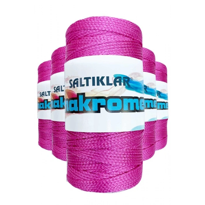 Hubrendy Tedarik 5 Adet Polyester Makrome İpi 1538 Fuşya 100 gr