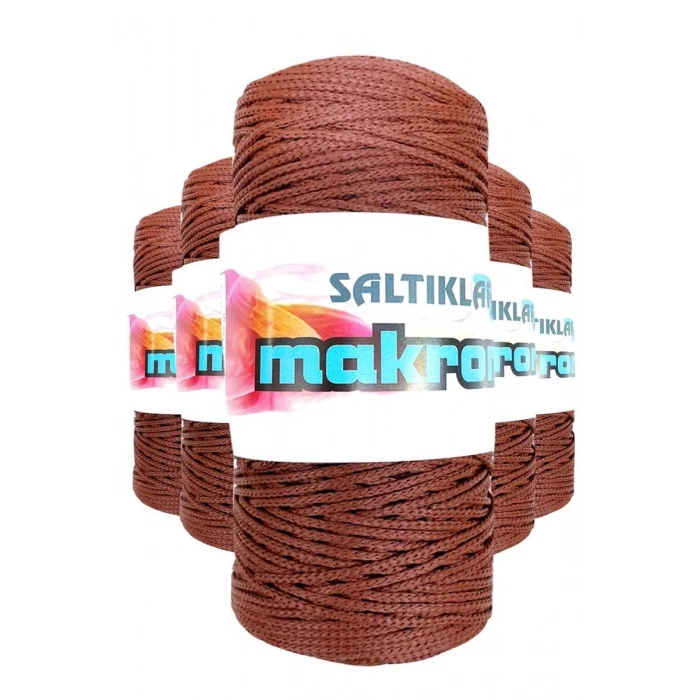 Hubrendy Tedarik 5 Adet Polyester Makrome İpi 2060 Taba 100 gr