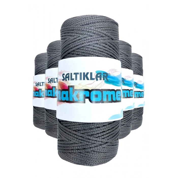 Hubrendy Tedarik 5 Adet Polyester Makrome İpi 420 Koyu Gri 100 gr