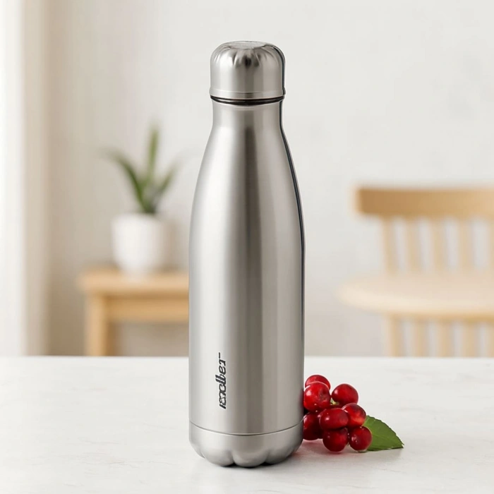 Hubrendy Tedarik 500 ml Paslanmaz Çelik Şişe Termos (Krom, Kaydırmaz Taban)