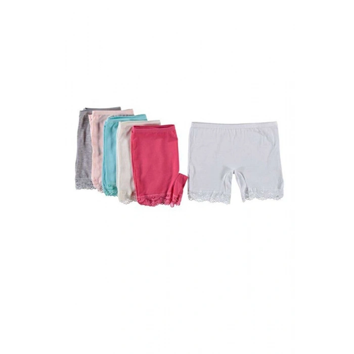 Hubrendy Tedarik 6 Adet Paçası Dantel Kız Çocuk Boxer 409