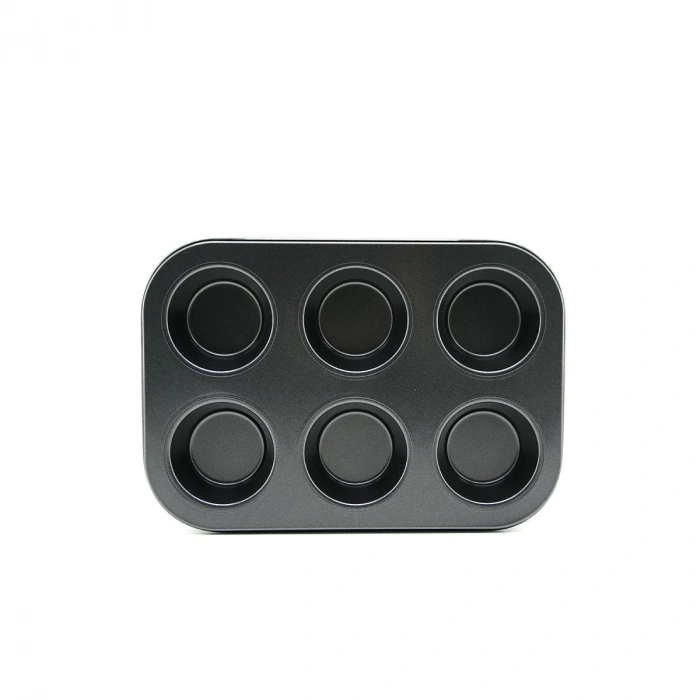 Hubrendy Tedarik 6 Gözlü Siyah Metal Muffin Kalıbı