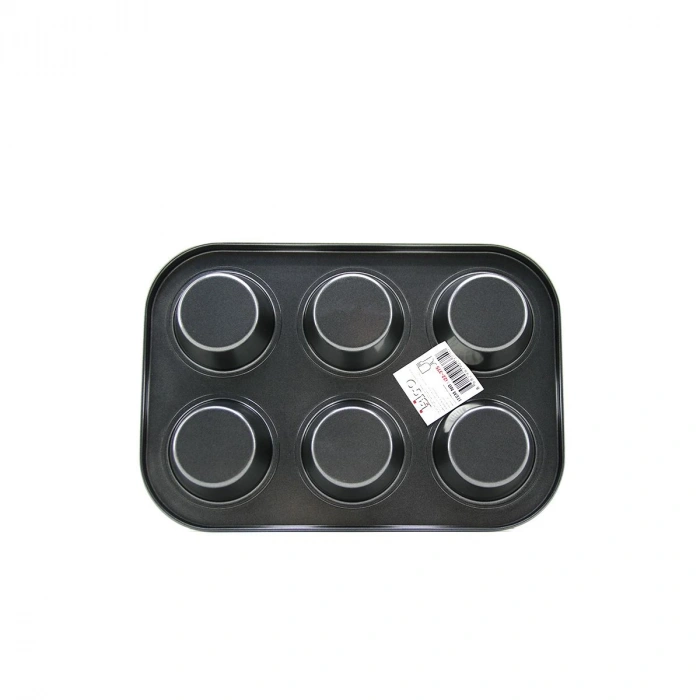 Hubrendy Tedarik 6 Gözlü Siyah Metal Muffin Kalıbı