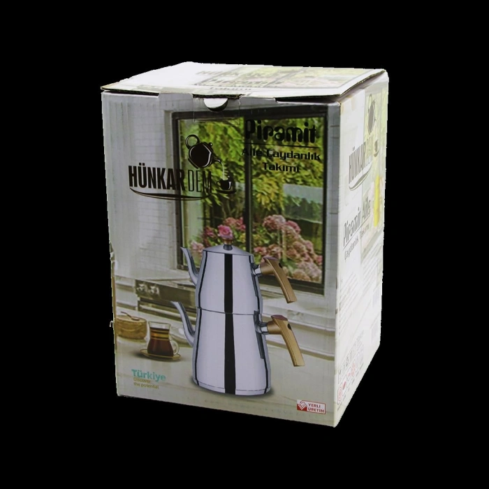 Hubrendy Tedarik Aile Boy Çelik Çaydanlık Seti (1.5L + 2.75L) - Kendinden Süzgeçli