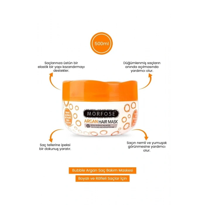 Hubrendy Tedarik Argan Saç Maskesi 500 ML - Boyalı ve Röfleli Saçlar - mrfs