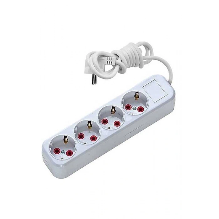Hubrendy Tedarik Asel 4 lü 3 metre Topraklı Anahtarlı Priz Ast A403