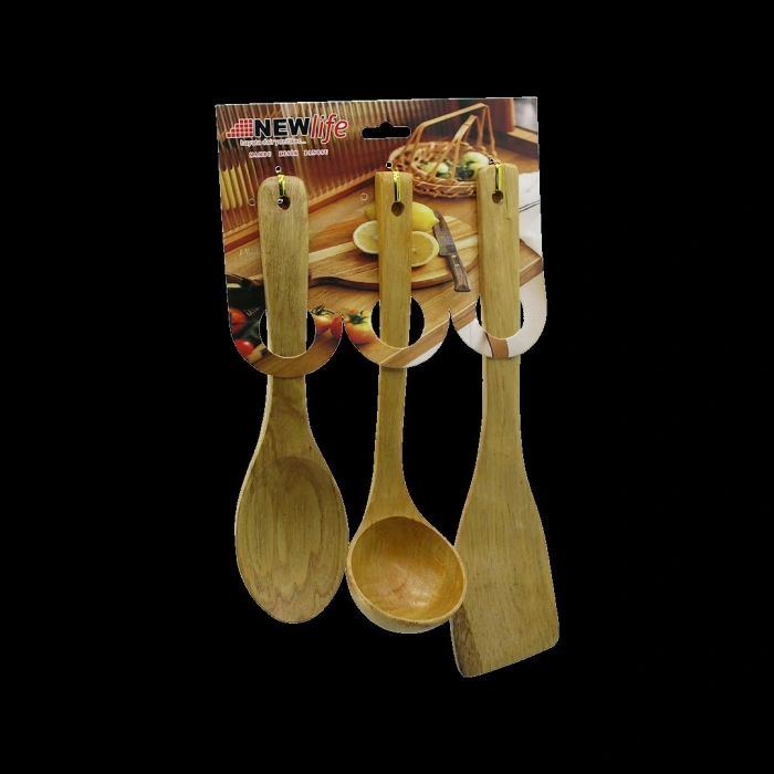 Hubrendy Tedarik Bambu Ahşap Mutfak Servis Seti 3 Parça (27/27/32 cm)