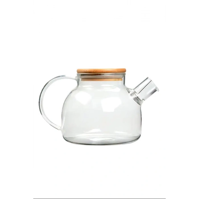 Hubrendy Tedarik Bambu Kapaklı Borosilikat Cam Demlik 1000ml Royaleks-CM-2000