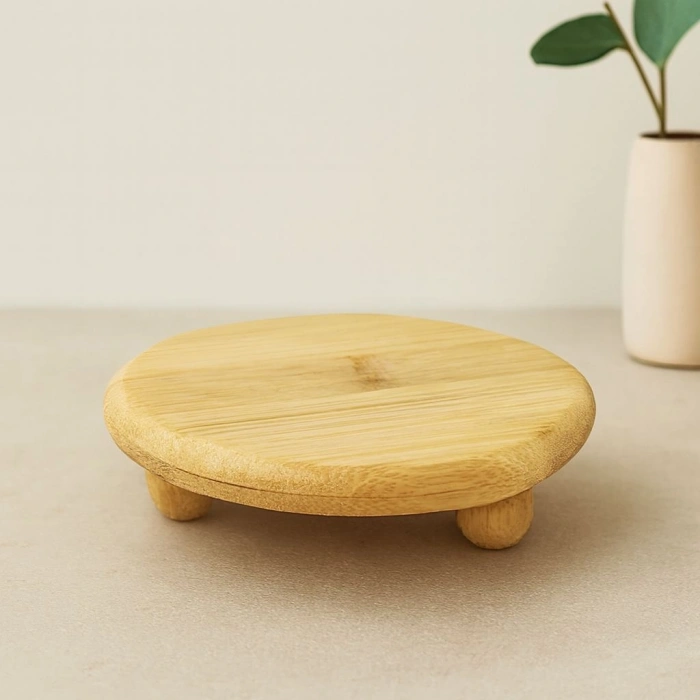 Hubrendy Tedarik Bambu Sunum Tabağı Ayaklı 11x11 cm
