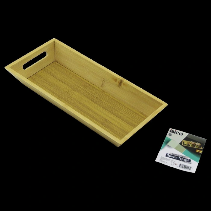 Hubrendy Tedarik Bambu Sunum Tepsisi 16x35x4.5 cm (Çift Kulplu)