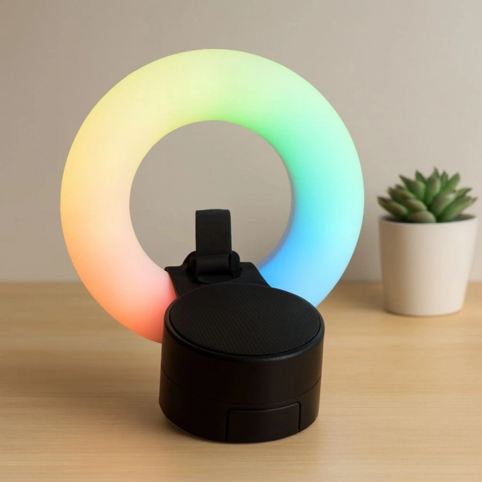 Hubrendy Tedarik Bluetooth Mini Hoparlör USB Şarjlı LED Işıklı Telefon Tutucu