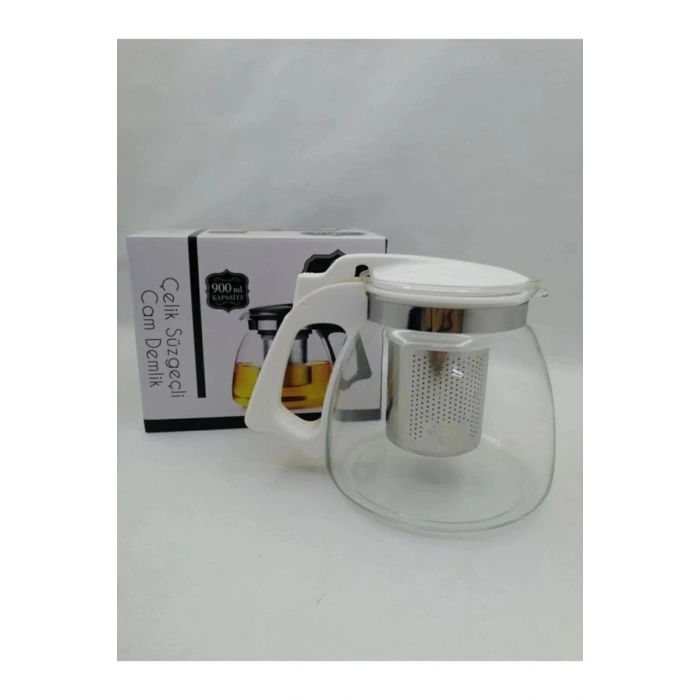 Hubrendy Tedarik Çelik Süzgeçli Cam Demlik 900 Ml. Royaleks-8882