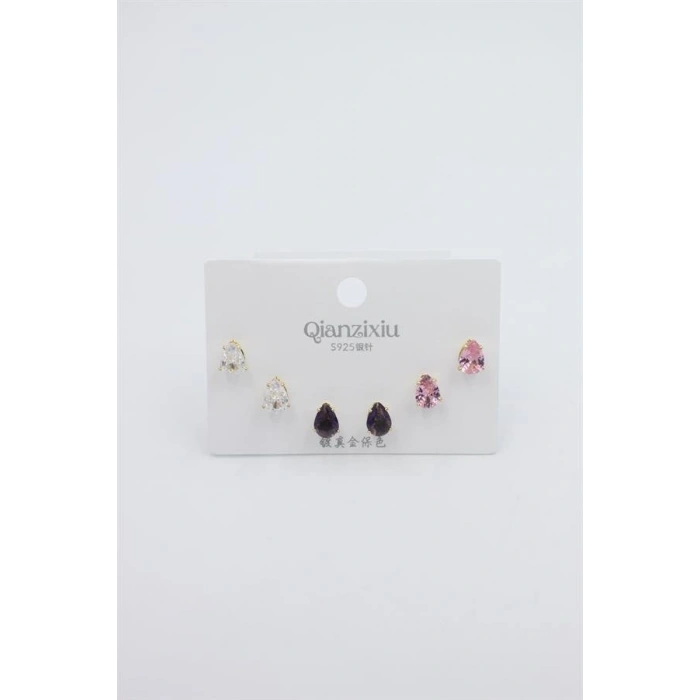 Hubrendy Tedarik Çoklu Set Küpe - Altın