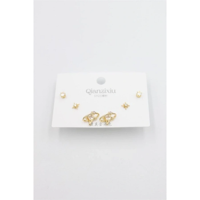 Hubrendy Tedarik Çoklu Set Küpe - Altın