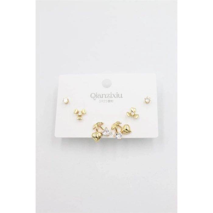 Hubrendy Tedarik Çoklu Set Küpe - Altın