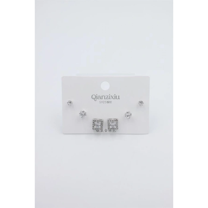 Hubrendy Tedarik Çoklu Set Küpe - Gümüş