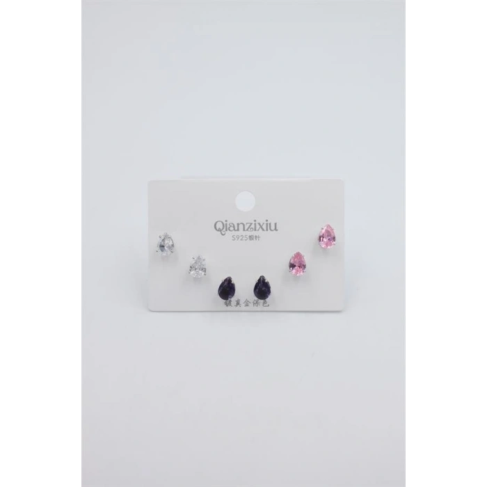 Hubrendy Tedarik Çoklu Set Küpe - Gümüş