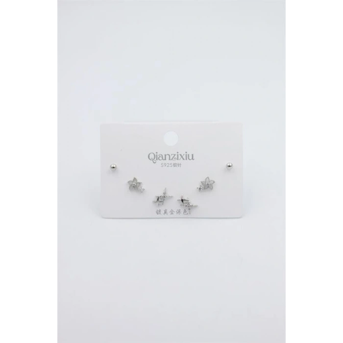 Hubrendy Tedarik Çoklu Set Küpe - Gümüş