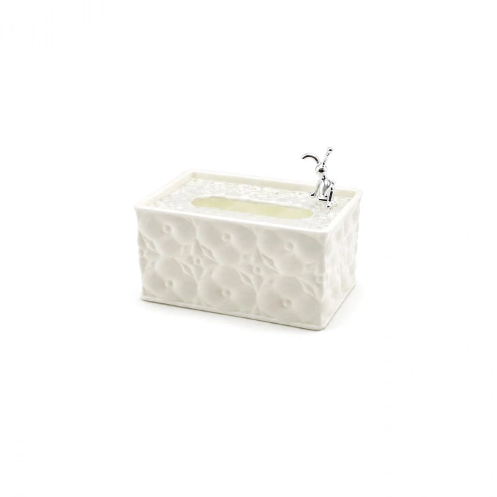 Hubrendy Tedarik Dikdörtgen Masaüstü Peçetelik (18.4×12.5×9 cm) Beyaz
