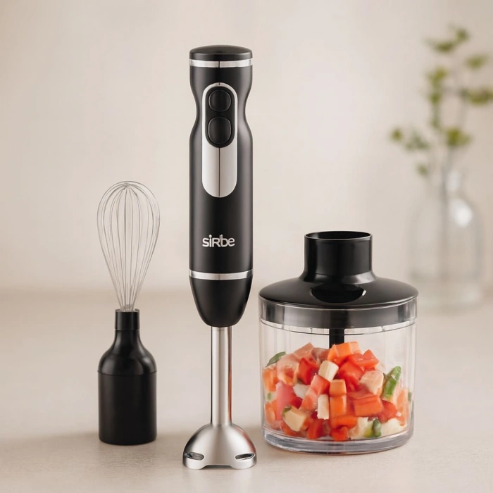 Hubrendy Tedarik El Blender Seti 700 ml Paslanmaz Çelik Bıçak 2 Hız