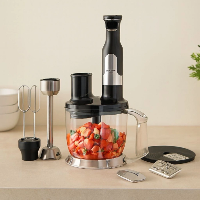 Hubrendy Tedarik El Multi Blender Seti - 2 Hız, Paslanmaz Çelik Bıçak, 2 L Hazneli