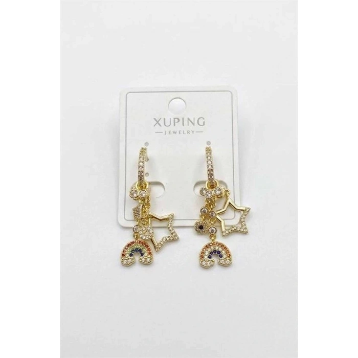Hubrendy Tedarik Gökkuşağı Charm Küpe - Altın