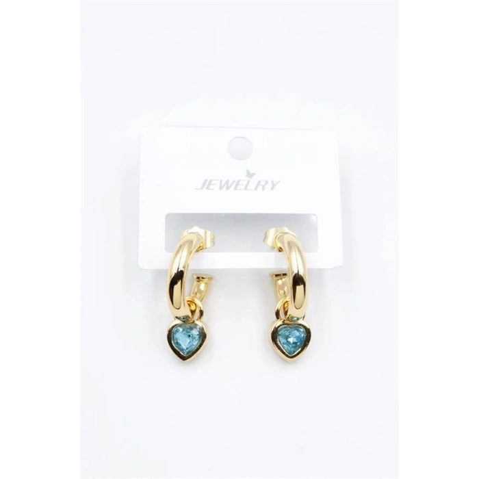 Hubrendy Tedarik Kalp Halka Küpe - Turkuaz