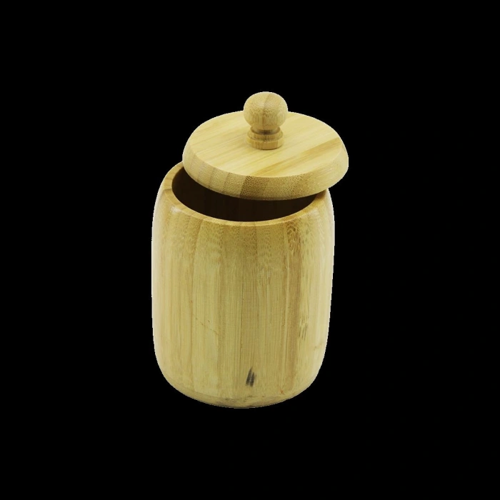 Hubrendy Tedarik Kapaklı Ahşap Bambu Şekerlik 7.5 x 8.5 cm